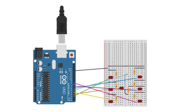 Circuit design dado elettronico 1 | Tinkercad