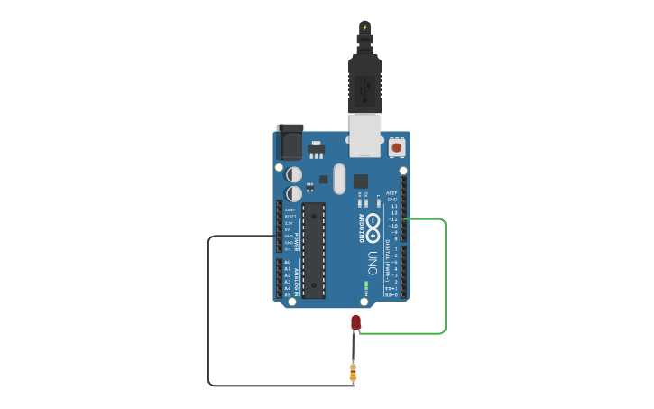 Circuit design LED w/ Serial | Tinkercad