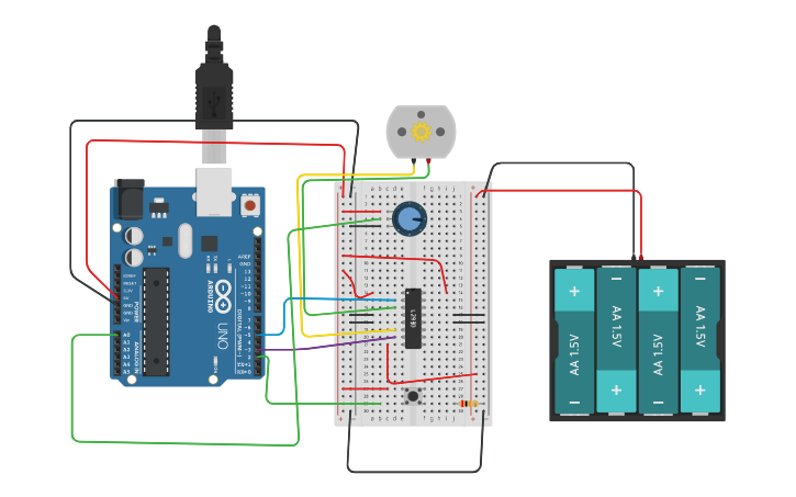 Circuit design Lecture 6 Motor + Potentiometer - Tinkercad