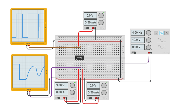 Circuit design Comparator Op-Amp - Tinkercad