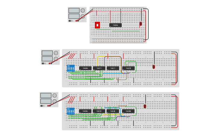Circuit design Practica 3.2: Simplificado, sop, pos - Tinkercad