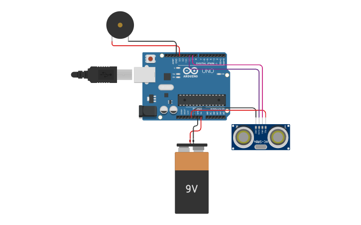 Circuit design Microcontroller (Arduino Uno) based sonar - Tinkercad