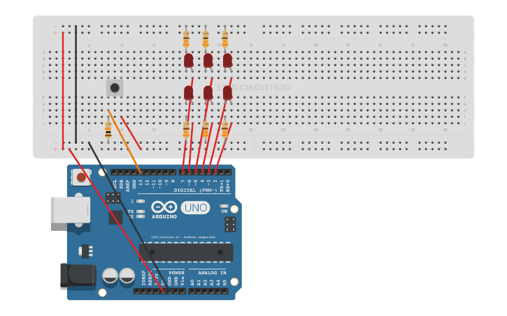 Circuit design led dice game - Tinkercad