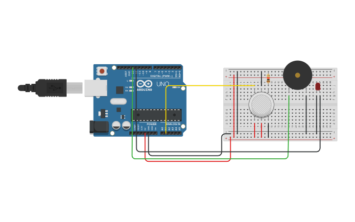 Circuit design Gas sensor - Tinkercad