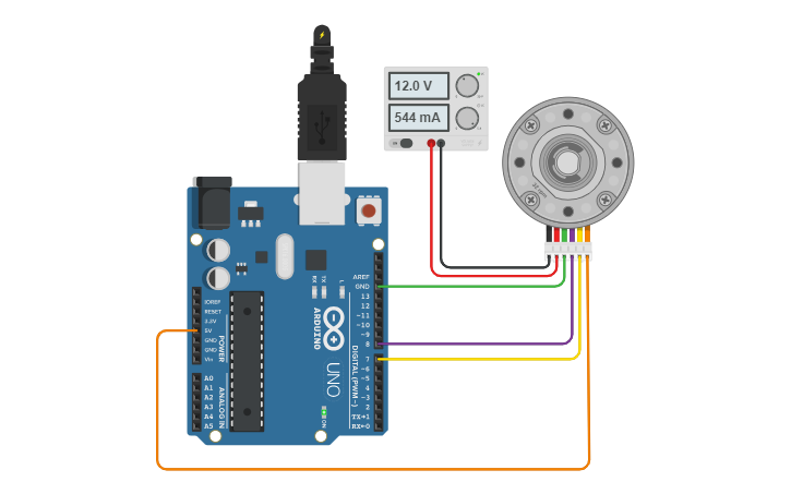 Circuit design DC Motor with Encoder + Arduino - Tinkercad