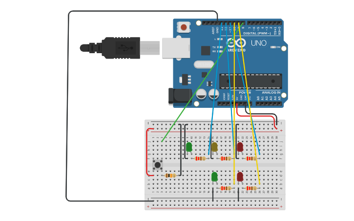 Circuit Design Traffic Light Tinkercad 0194