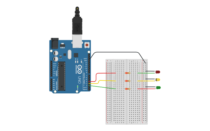 Circuit design Traffic Light - Tinkercad
