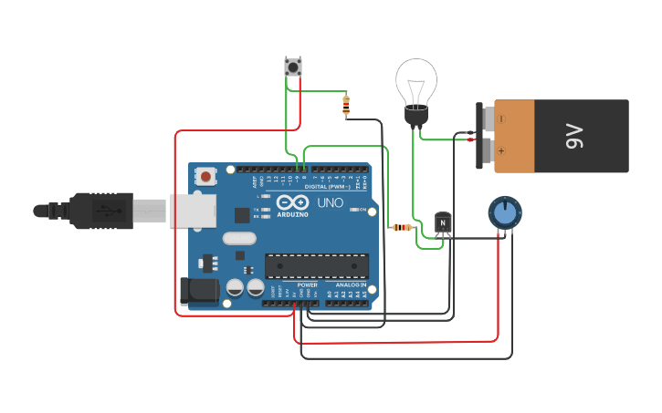 Circuit design Copy of Лампа через транзистор | Tinkercad