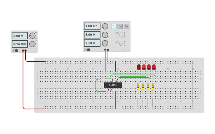 Circuit design Mod 10 counter - Tinkercad