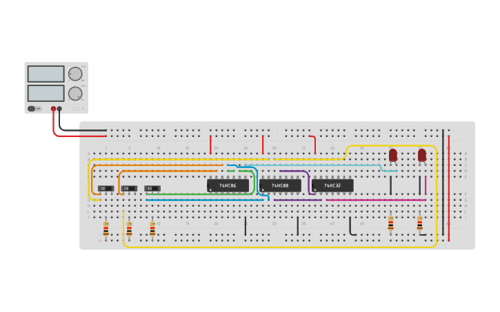 Circuit design FULL ADDER USING BASIC GATES | Tinkercad