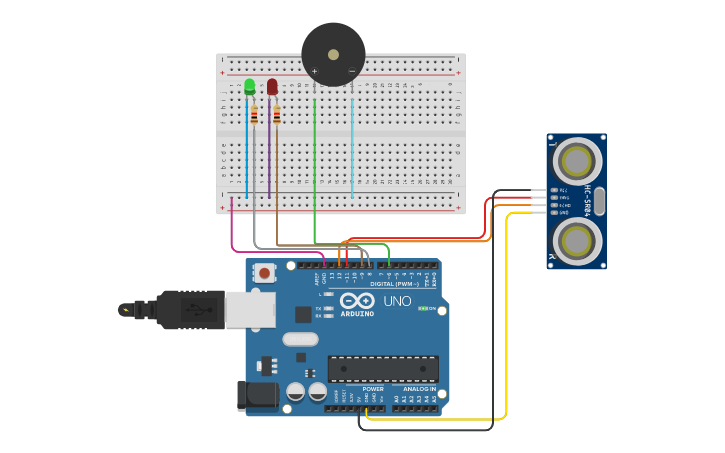 Circuit design Distance Sensor - Tinkercad