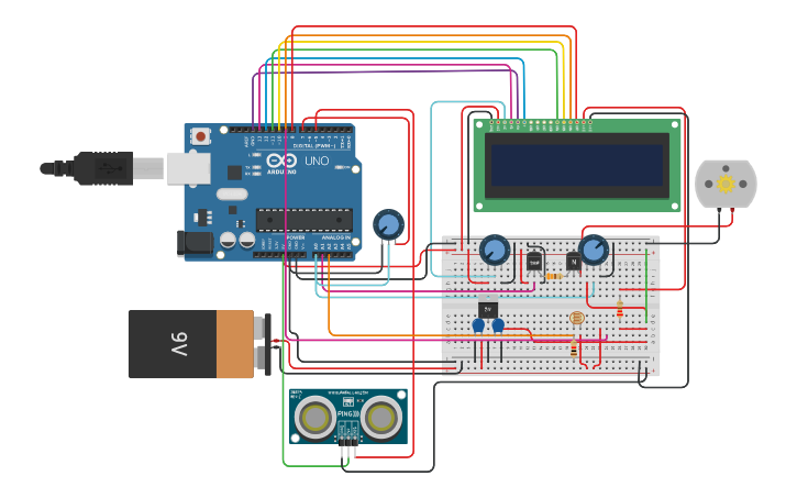 Circuit design Smart Irrigation System - Tinkercad