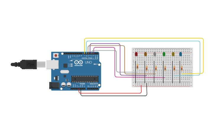 Circuit design Leds Arduino - Tinkercad