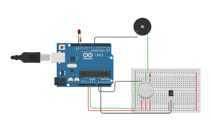 Circuit design FIRE ALARM - Tinkercad