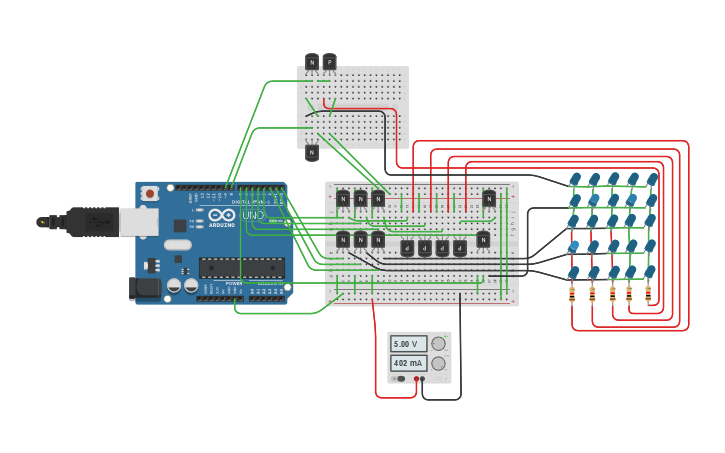 Circuit design 5x5 matrix - Tinkercad