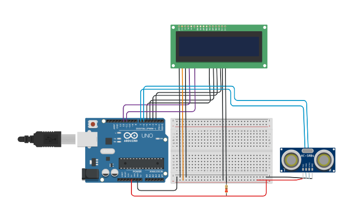 Circuit design ultrasonic - Tinkercad