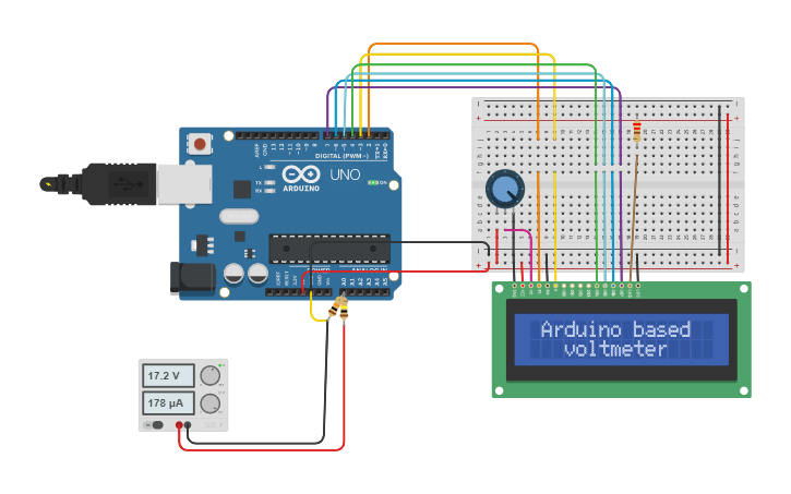 Circuit design Voltmeter | Tinkercad