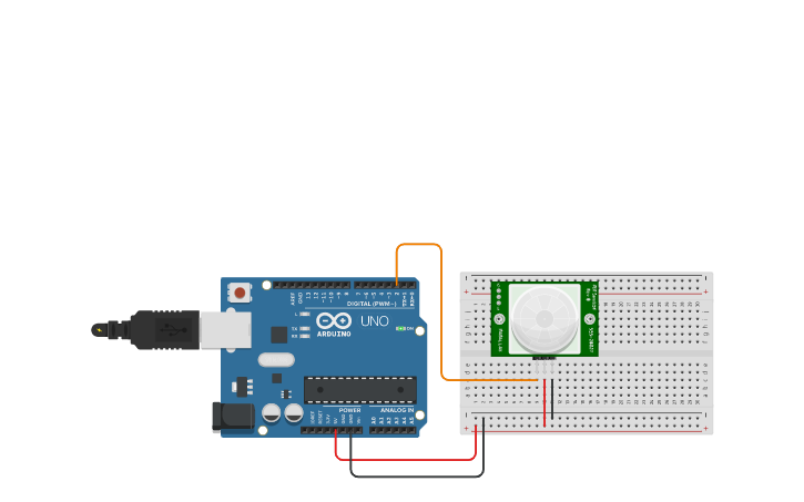 Circuit design Sensor PIR - Tinkercad