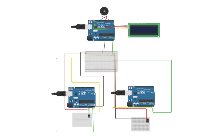 Circuit design prototipo con tres arduinos utch - Tinkercad