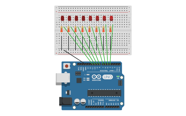 Circuit design practica arduino4-4 y 4-5 | Tinkercad