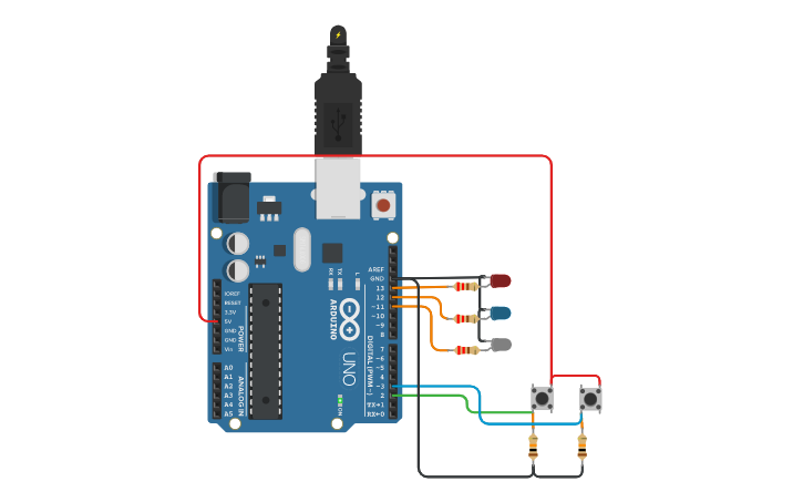 Circuit design COMPARATIVO comando while x if - Tinkercad