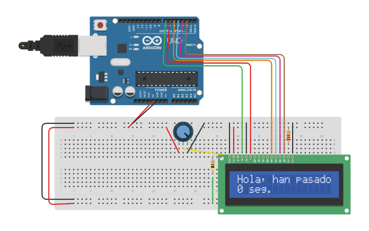 Circuit design LCD 16x2 - Tinkercad