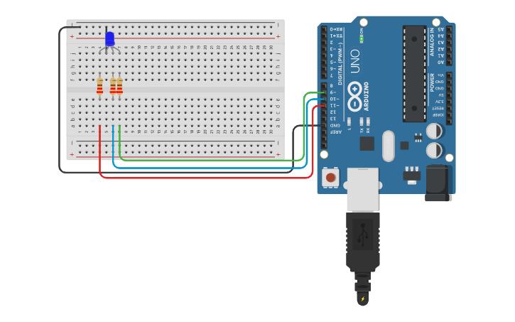 Circuit Design Rgb Led Color Mixing With Arduino In Tinkercad Tinkercad 0511