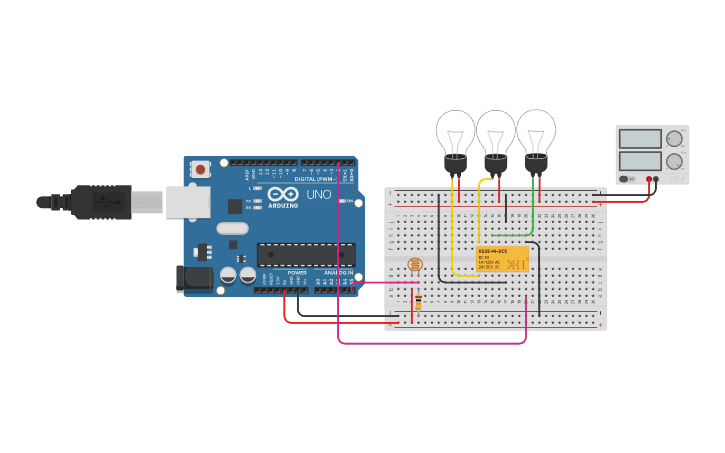 Circuit design LD3 - automātiskā gaisma | Tinkercad