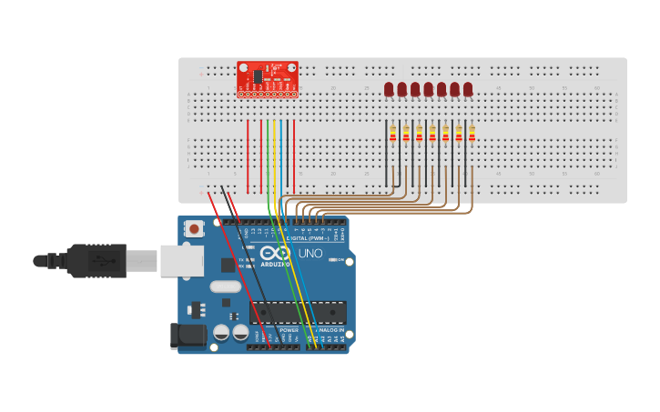 Project Using Accelerometer Circuit design accelerometer project - Tinkercad