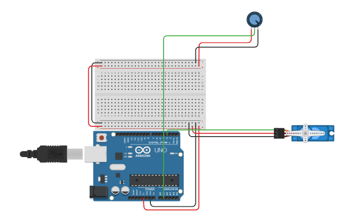 Circuit design Servo - without Library | Tinkercad