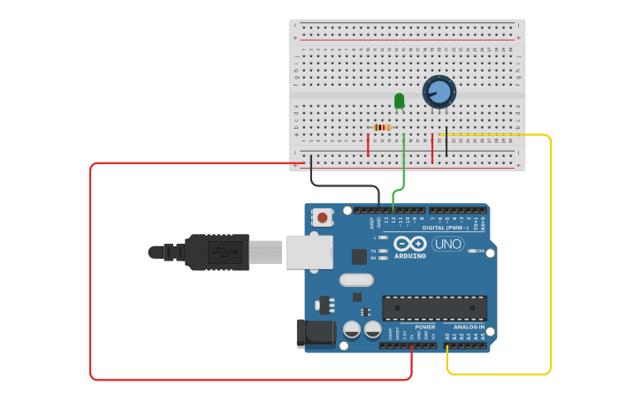 Circuit design LED if else - Tinkercad