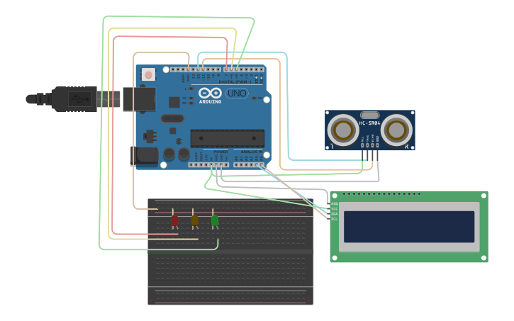Circuit design Parking Management System with Ultrasonic Sensor, and ...