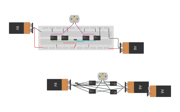 Circuit design 4 SPDT DC MOTOR | Tinkercad