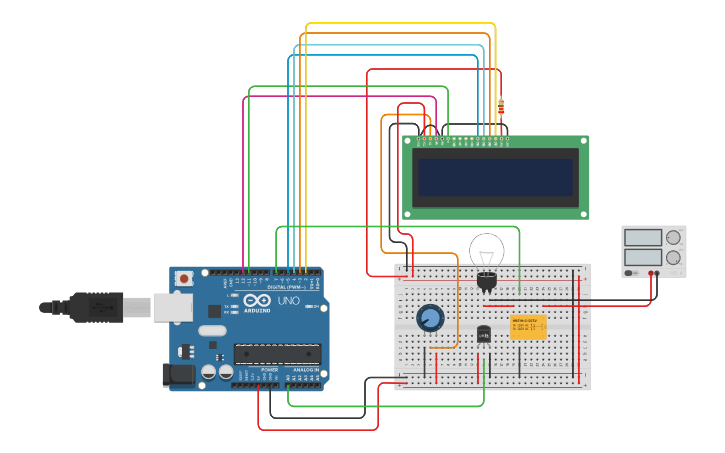 Circuit design Project 60- Arduino thermostat and relay - Tinkercad