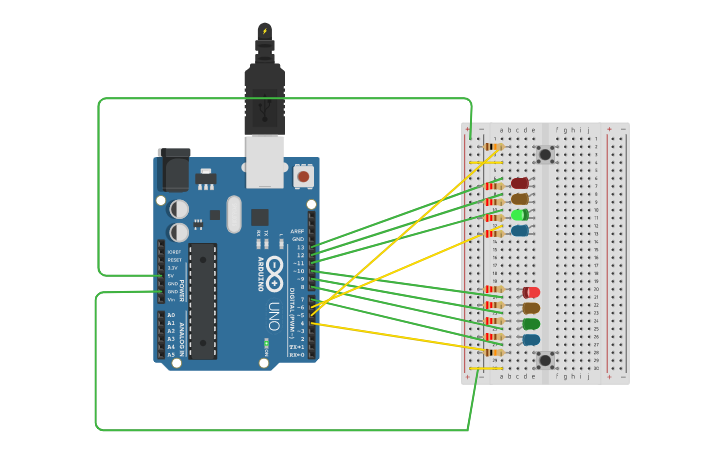Circuit design pedestrian semester | Tinkercad