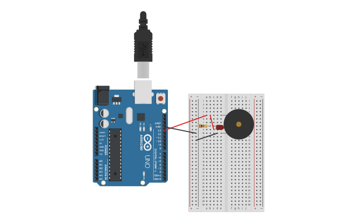 Circuit design Arduino Birthday Morse Code | Tinkercad