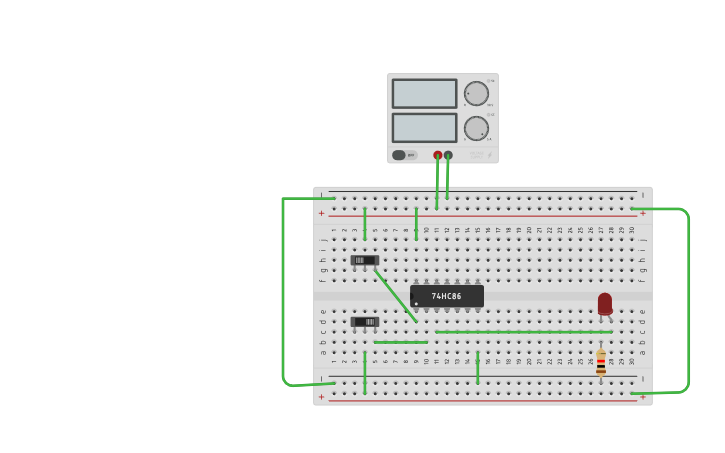 Circuit design xor | Tinkercad