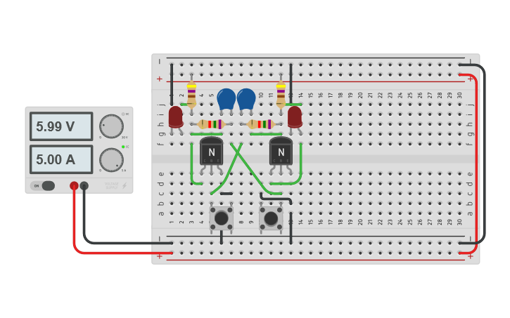 Circuit design Flip Flop (Set Reset) - Tinkercad