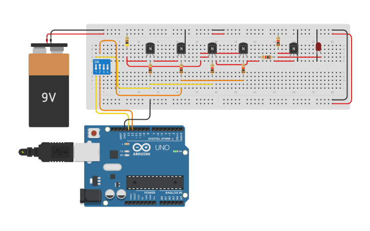 Circuit design XNOR Gate - Tinkercad