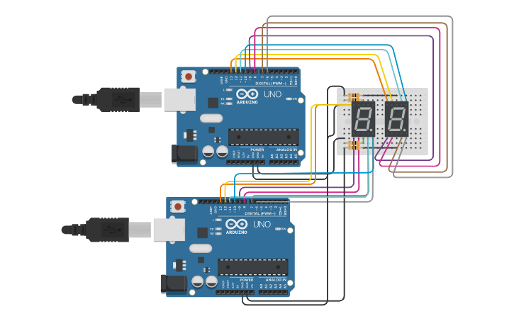 Circuit design ARDUINO 7 SEGMENT | Tinkercad