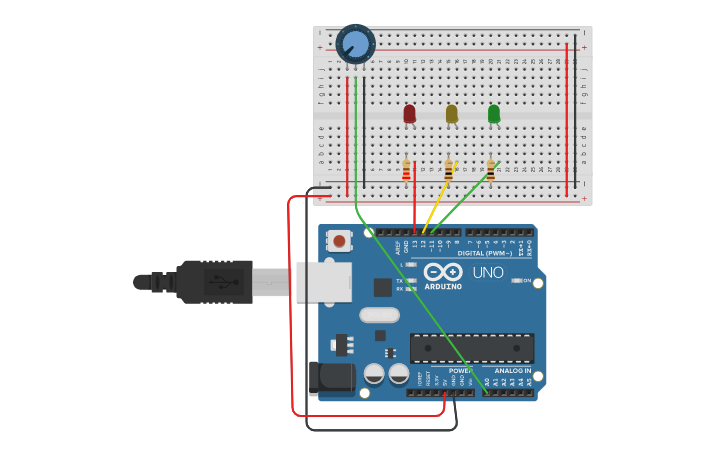 Circuit design ARDUINO WITH POTENTIOMETER - Tinkercad