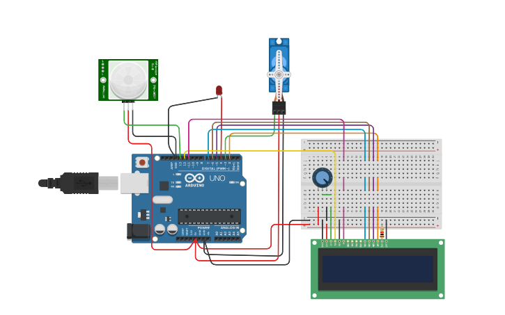 Circuit design automatic door - Tinkercad