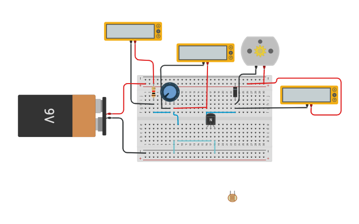 Circuit design Aplicación del Transistor - Tinkercad