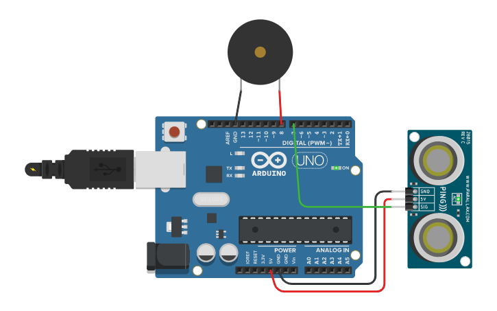 Circuit design Sensor de distância ultrassónico com aviso sonoro de ...