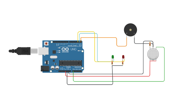 Circuit design gas sensor - Tinkercad image.