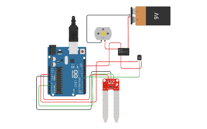 Circuit design Watering - Tinkercad