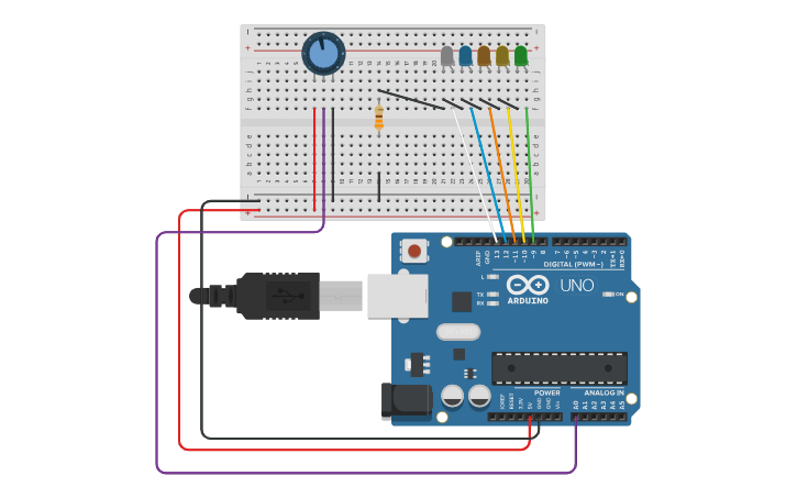 Circuit design potenciometro - Tinkercad