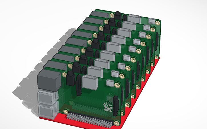 3D design Raspberry pi cluster - Tinkercad