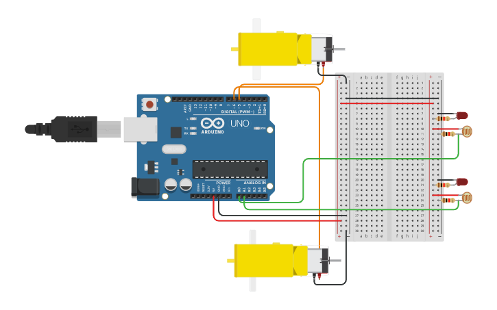 Circuit design Projeto carro seguidor de linha - Tinkercad