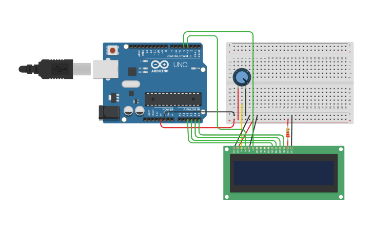 Circuit design Display Tela LCD 16x2 Arduino project - Tinkercad